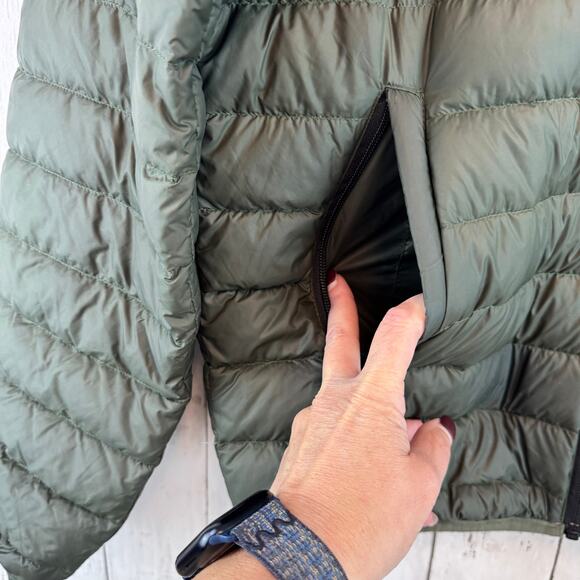 Scandinavian Explorer Olive Black Down Jacket Ultra Light Hooded Unisex Small - Picture 6 of 16